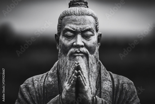 a statue of the chinese philosopher confucius stands in front,