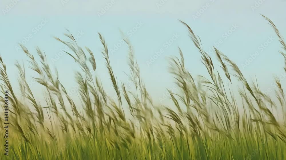 A seamless looping animation of mountain grass gently swaying in the wind, with fine details of each blade moving naturally, rendered with an alpha channel for easy background placement. A seamless looping animation of mountain grass gently swaying in the wind, with fine details of each blade moving naturally, rendered with an alpha channel for easy background placement.