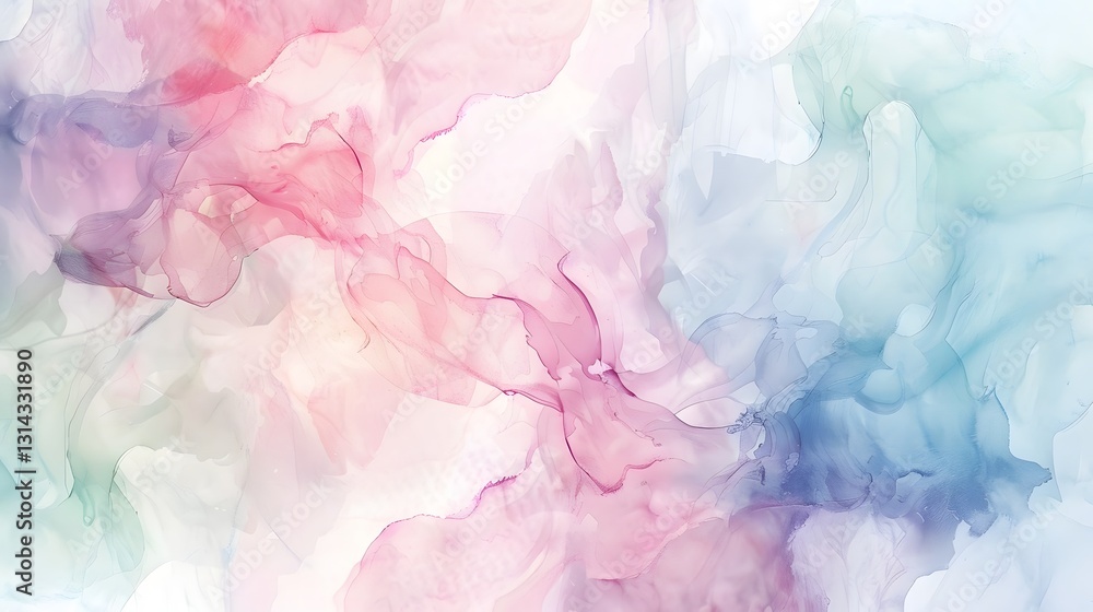 Fototapeta premium Soft and Ethereal Watercolor Abstract Design with Harmonious Pastel Hues