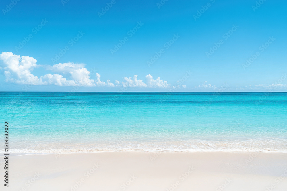 Pristine beach with soft white sand, turquoise waters, and a tranquil sky, capturing a serene coastal paradise. Pristine beach with soft white sand, turquoise waters, and a tranquil sky, capturing a serene coastal paradise.