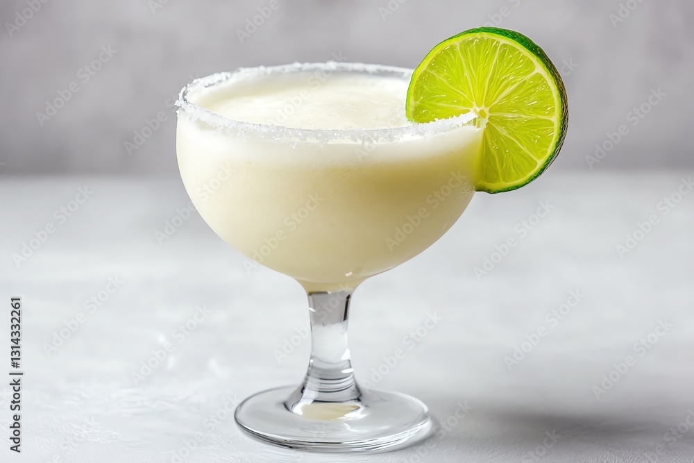 Refreshing Margarita Cocktail with Lime Slice and Salt Rim Preparation Refreshing Margarita Cocktail with Lime Slice and Salt Rim Preparation