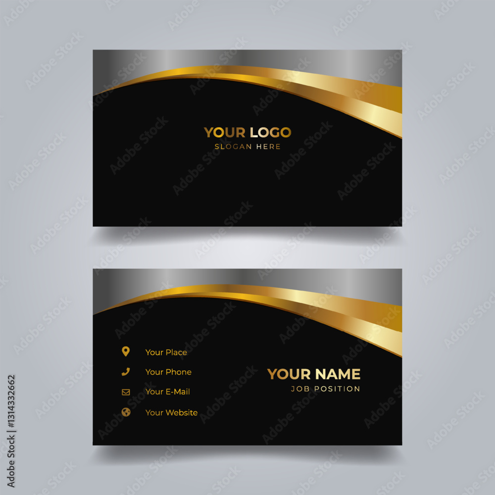 Fototapeta premium Elegant gold-silver business card design template
