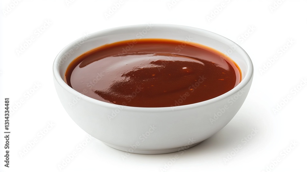 Aromatic and Rich Barbecue Sauce in a White Bowl Aromatic and Rich Barbecue Sauce in a White Bowl