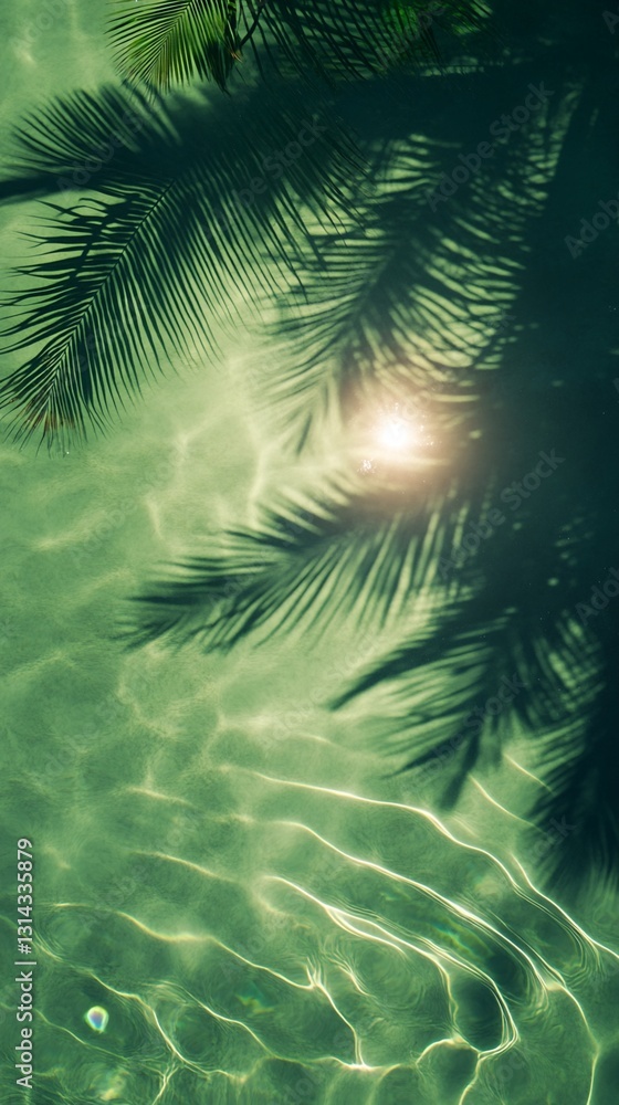 Palm Frond Shadows on Rippled Pool Water Palm Frond Shadows on Rippled Pool Water
