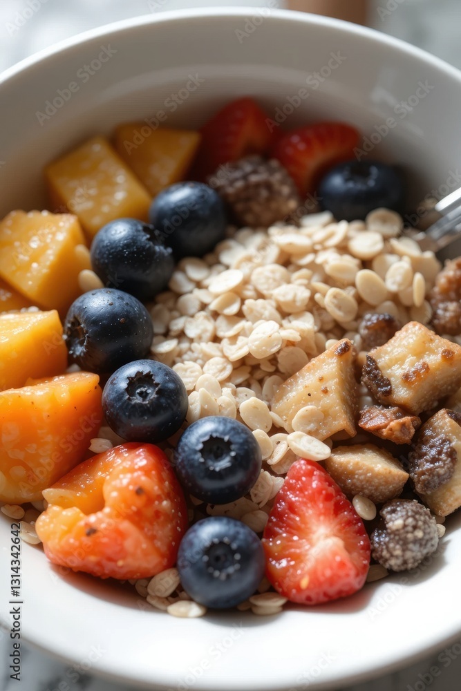 Nutritious Breakfast Bowl with Oats, Fresh Fruits, and Berries for a Healthy Start Nutritious Breakfast Bowl with Oats, Fresh Fruits, and Berries for a Healthy Start