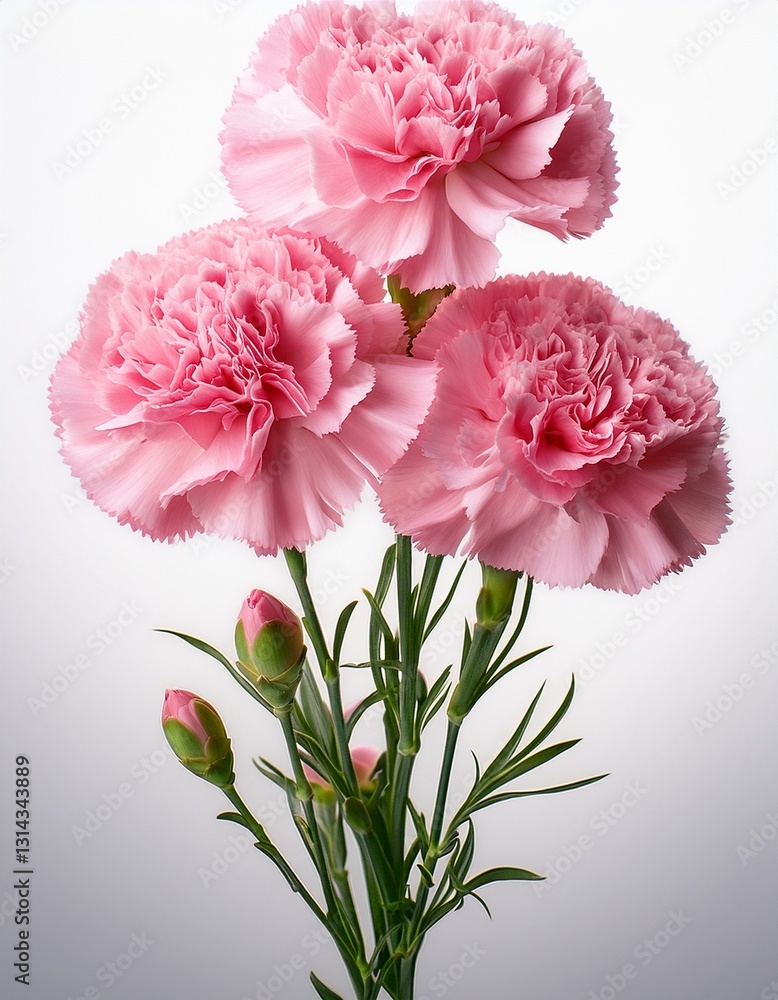 単体で配置された、ピンクのカーネーションの花