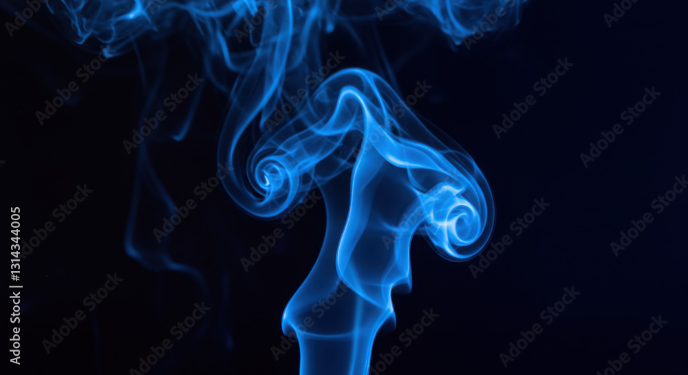 Fototapeta premium Abstract Ethereal Swirling Light Blue Smoke On A D