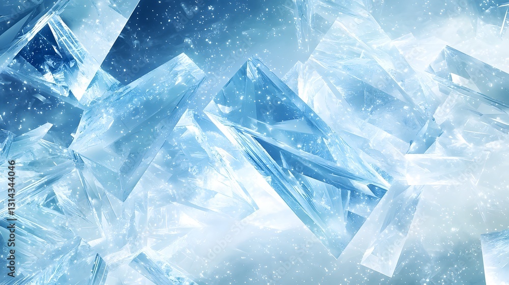 Obraz premium Intricate Frozen Glass Formations with Icy Glow for Winter Themed Visuals