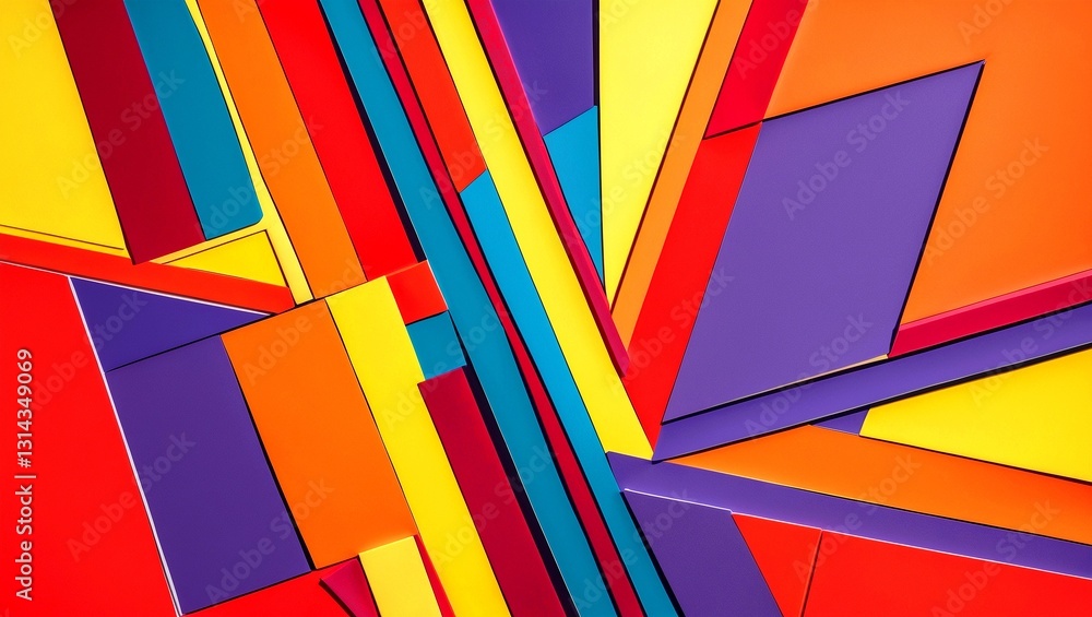 Fototapeta premium Vibrant abstract composition of intersecting lines and shapes
