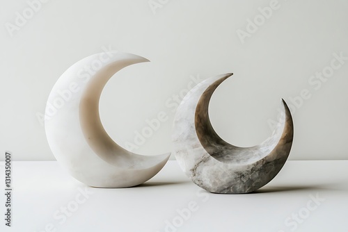 Exquisite Marble Crescent Moon Sculptures photo