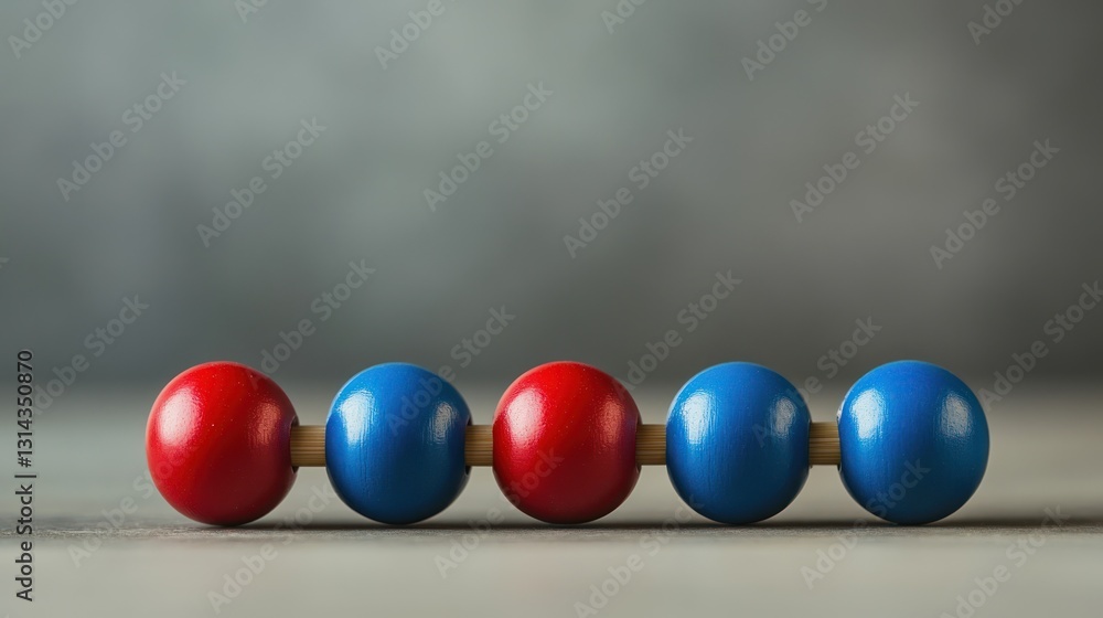 Colorful wooden beads arranged on a gray surface. Educational toy Colorful wooden beads arranged on a gray surface. Educational toy