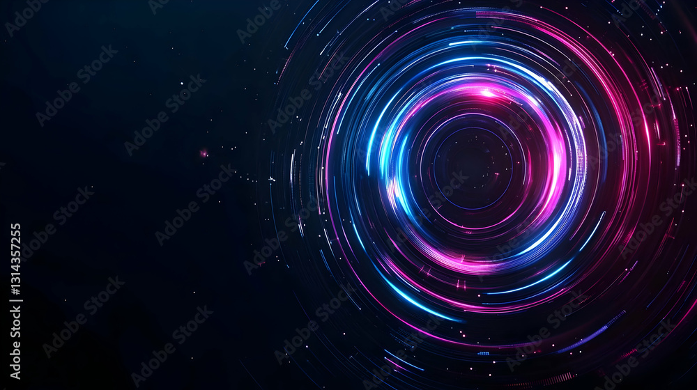 Vivid Pink And Blue Neon Concentric Circles With Glowing Particles On A Dark Background Digital Art Vivid Pink And Blue Neon Concentric Circles With Glowing Particles On A Dark Background Digital Art