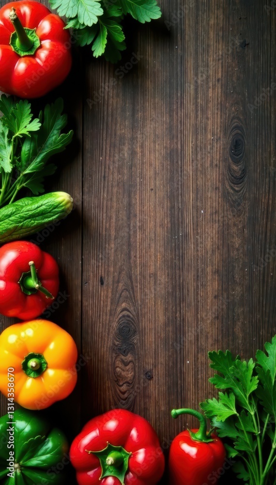 Vibrant organic vegetables, rustic wood backdrop, vitamin, recipe Vibrant organic vegetables, rustic wood backdrop, vitamin, recipe
