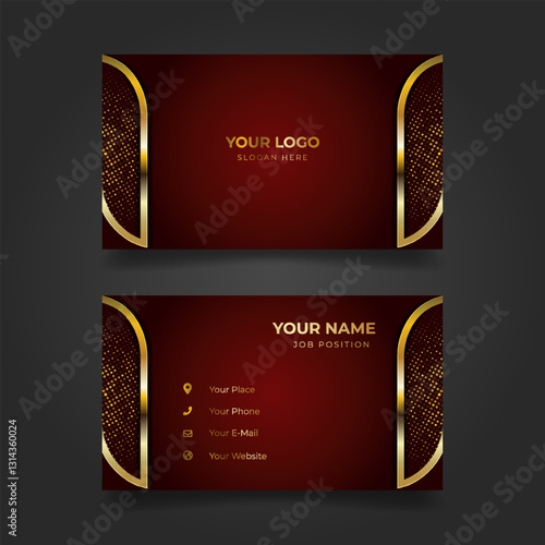 Elegant red gold business card design template