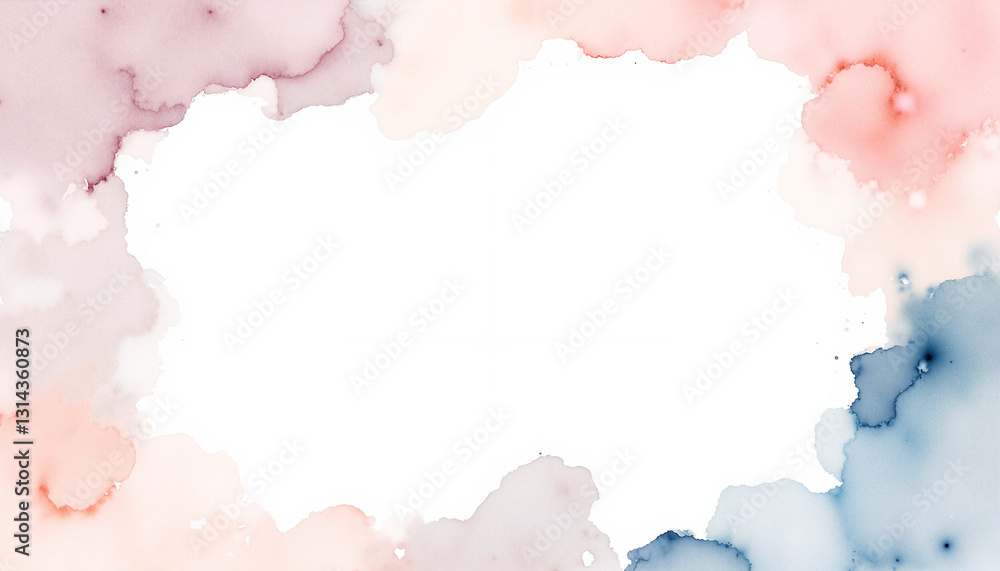 Watercolor Abstract Background in Pink and Blue Hues. Painted frame with copy space Watercolor Abstract Background in Pink and Blue Hues. Painted frame with copy space