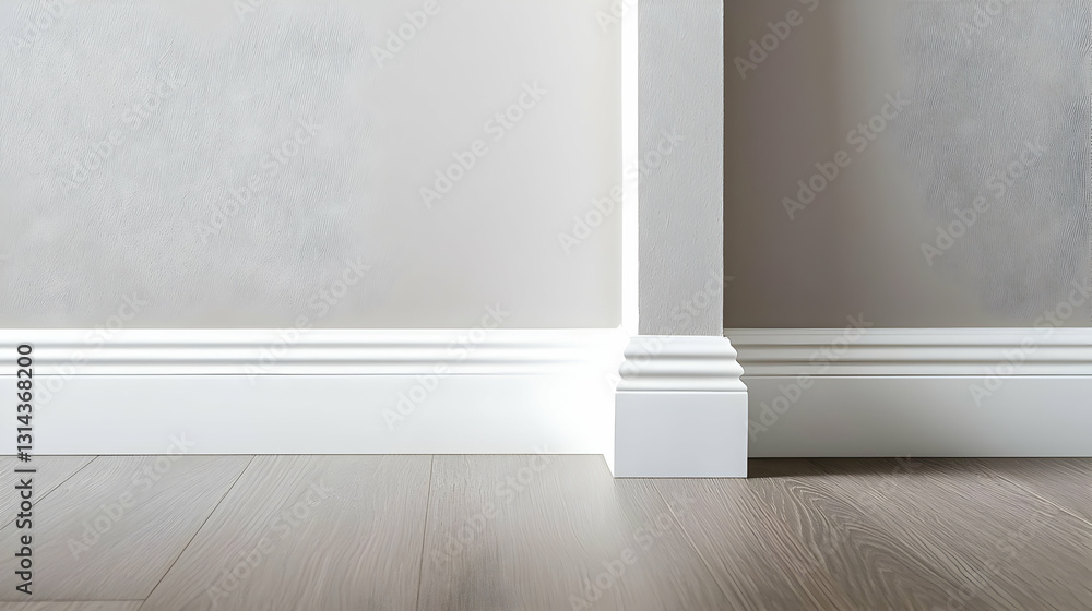 Fototapeta premium White Baseboard And Floor Molding Detail