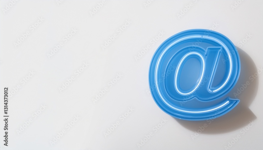 Obraz premium 블루 네온 스타일의 '@' 기호가 빛나는 배경화면