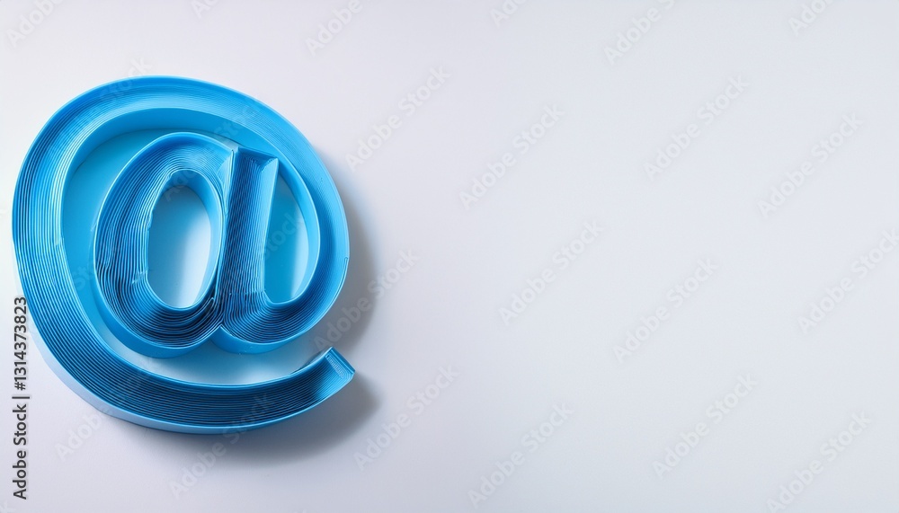 Obraz premium 블루 네온 스타일의 '@' 기호가 빛나는 배경화면