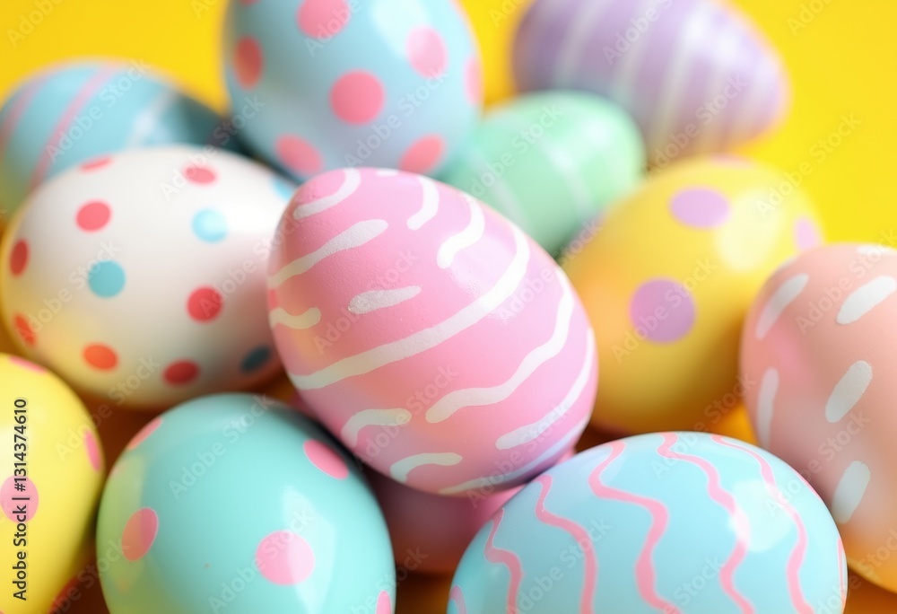 Easter composition. A bright and colorful pile of Easter eggs decorated in pastel shades.
Easter composition. A bright and colorful pile of Easter eggs decorated in pastel shades.