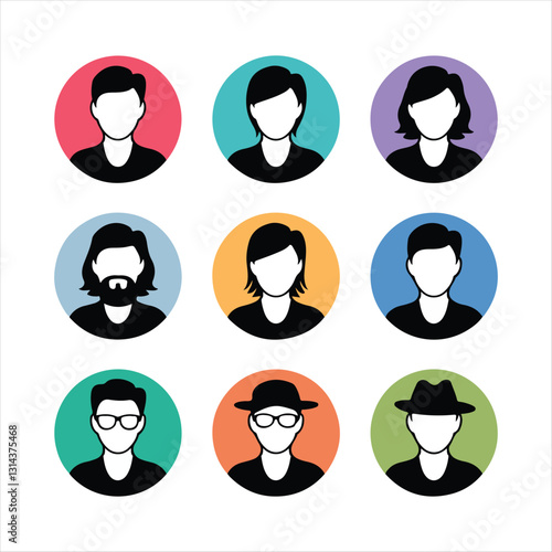 People Avatar Round Icon Set