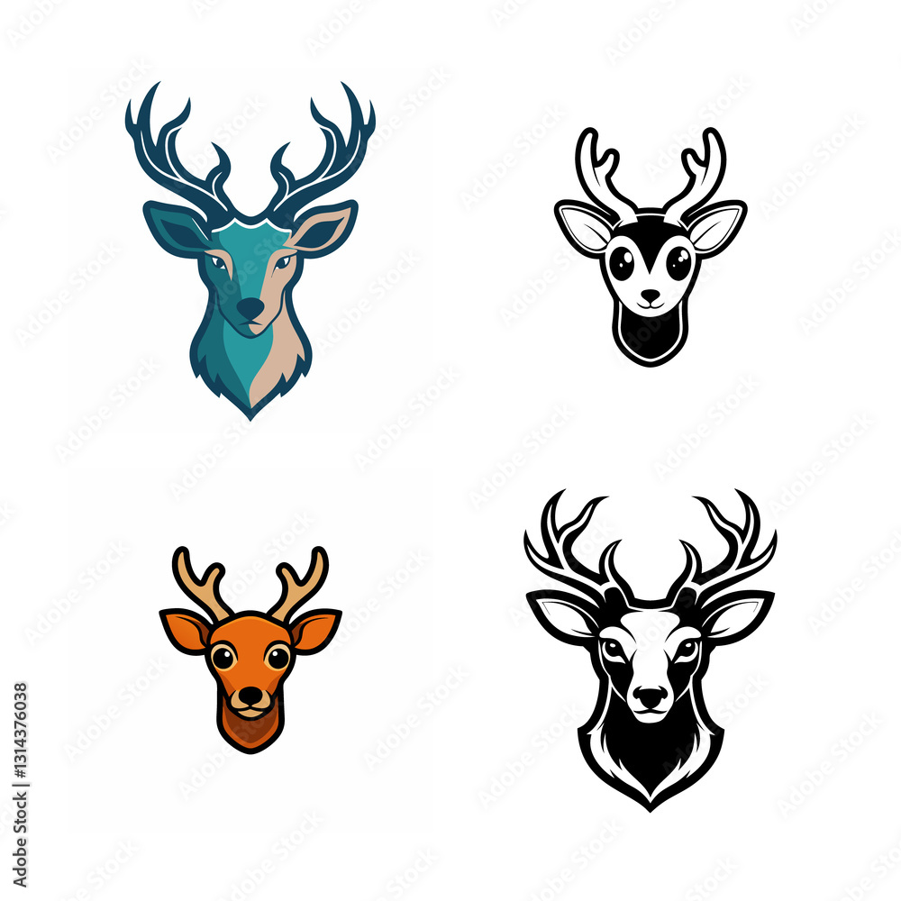 Naklejka premium deer head vector