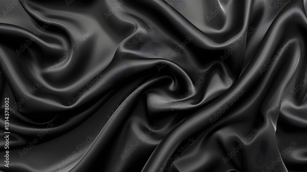 Obraz premium Elegant Flowing Black Silk Texture with Smooth Curves and Soft Lighting