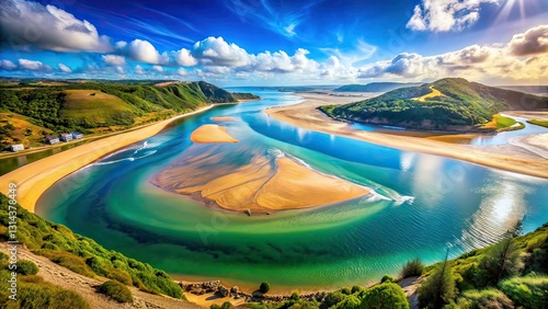 Tilt-Shift Ribeira de Aljezur River Panorama, Portugal