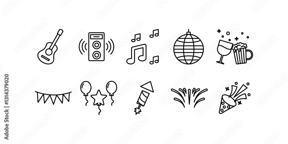custom made wallpaper toronto digital10 party icons perfect for invitations, flyers, and social media posts. Includes balloons, drinks, and music symbols.
