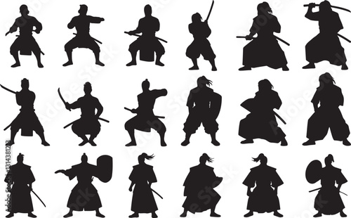 Samurai Martial Art Silhouettes