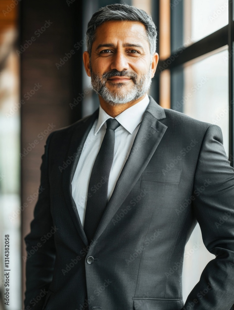 The image features a man in a business suit standing confidently against a modern, indoor setting with a blurred background. He is well-dressed in a dark suit and tie, exuding an air of The image features a man in a business suit standing confidently against a modern, indoor setting with a blurred background. He is well-dressed in a dark suit and tie, exuding an air of