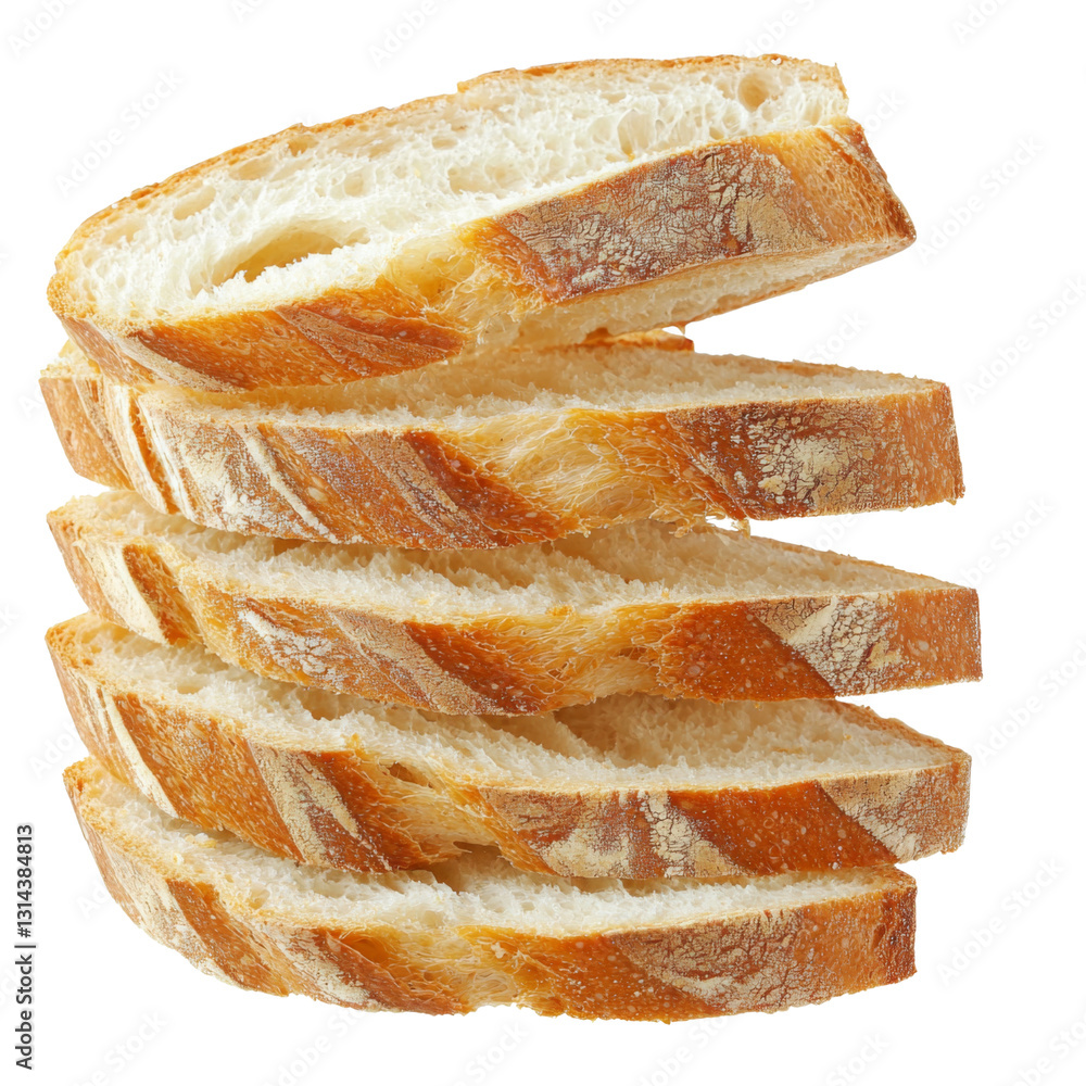 Freshly sliced bread stacked neatly, showcasing its golden crust and soft interior. Perfect for sandwiches or toast, this bread adds warmth to any meal Freshly sliced bread stacked neatly, showcasing its golden crust and soft interior. Perfect for sandwiches or toast, this bread adds warmth to any meal