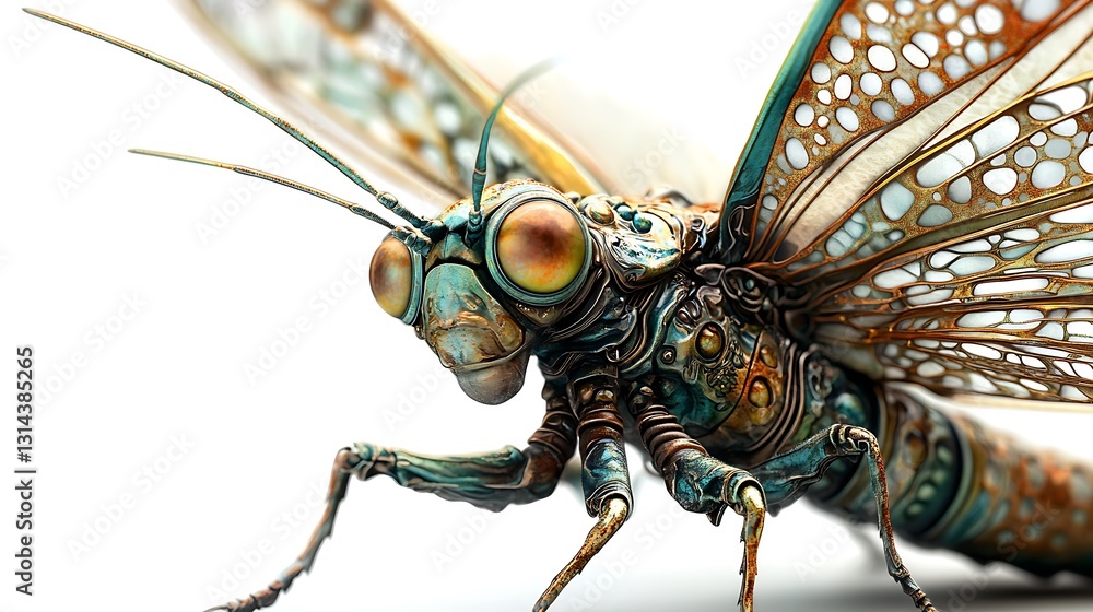 Fototapeta premium Intricate bug close-up on white background macro photography natural environment artistic perspective