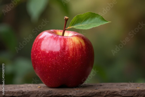 red apple on a green background