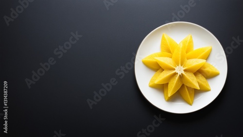 Fresh Mango Star Arrangement on White Plate photo