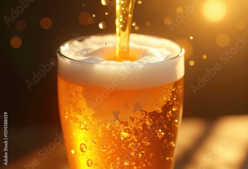 Wallpaper Mural liquid captivating close beer pouring beautifully into frothy glass filled bubbles refreshing color, amber, carbonation, craft, drink, golden, homebrew Torontodigital.ca