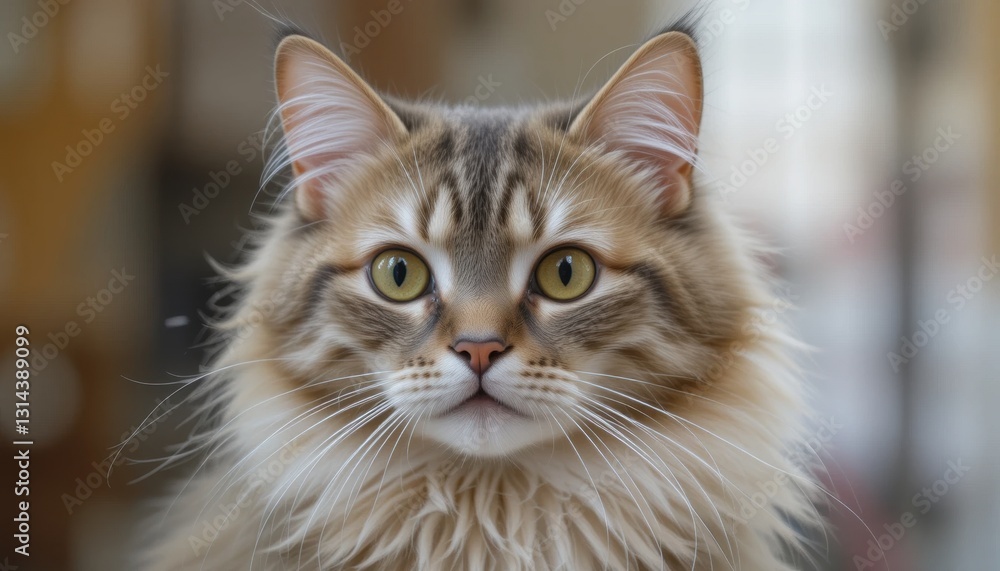 Majestic Close-Up Portrait of a Fluffy Tabby Cat with Striking Golden Eyes and Whiskers Majestic Close-Up Portrait of a Fluffy Tabby Cat with Striking Golden Eyes and Whiskers
