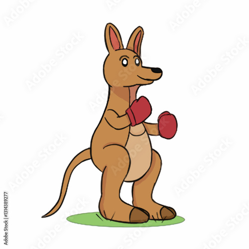 Cute illustration of a  kangaroo working as a boxer that is suitable as a cute icon or sticker