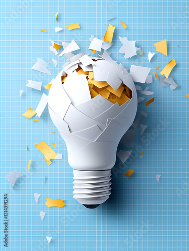 Shredded Paper Light Bulb   Fresh Concept of Creativity and Innovation