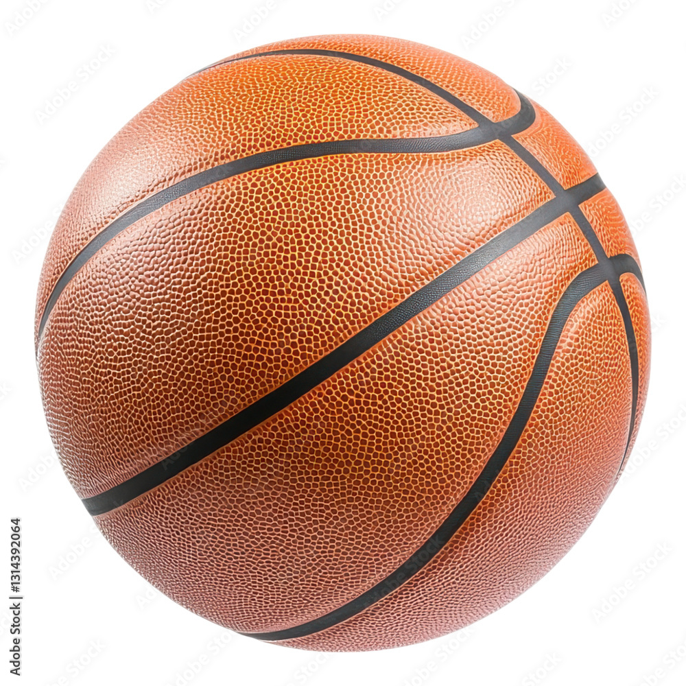 Fototapeta premium A detailed basketball featuring distinctive texture and seams, designed for competitive play and sports activities.