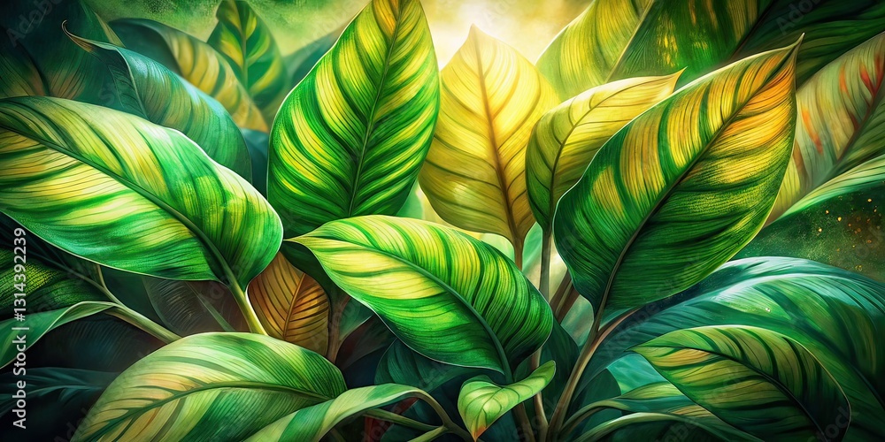 Fototapeta premium Vintage Calathea Lutea Leaves, Sunlight Focus, Nature Photography