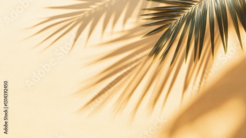 Palm Leaf Shadow Casting Softly On The Sandy Ground