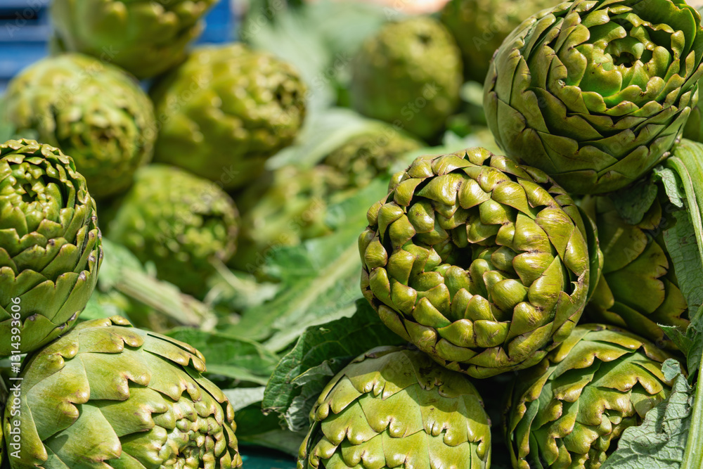 Fototapeta premium Organic Vegetable Artichoke in Bazaar