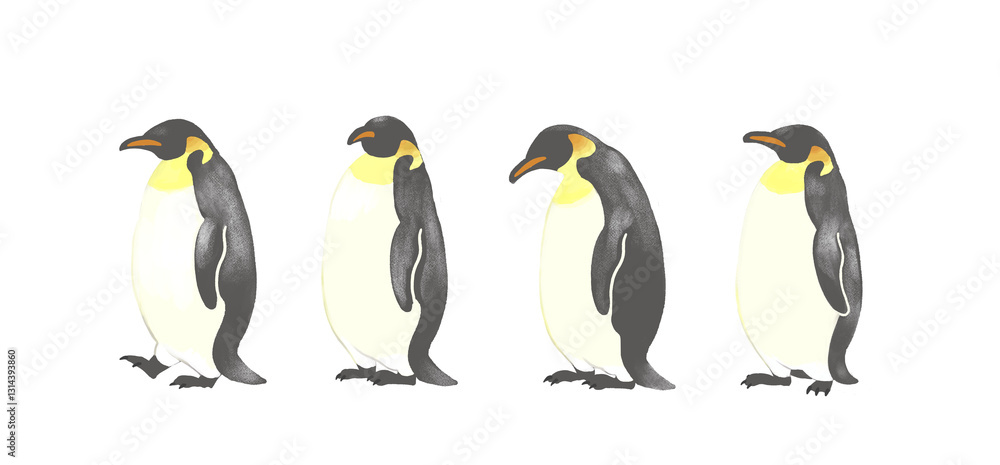 Obraz premium 一列に並ぶペンギン