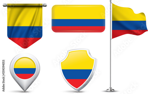 Free Download A set of 5 different designs of the Ecuador national flag in various shapes - GFXLoad