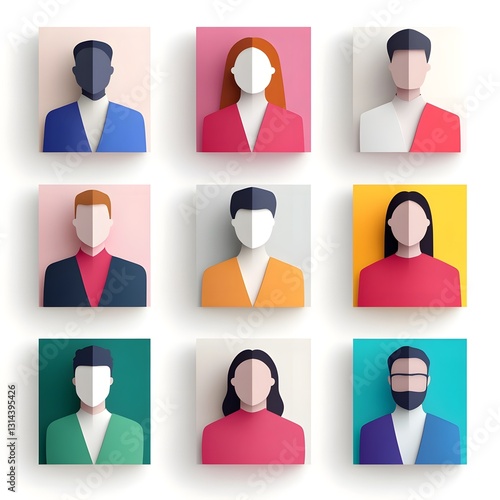 Diverse Collection of Colorful  Minimalist Character Icons for User Profiles  Social Media  and Web Applications