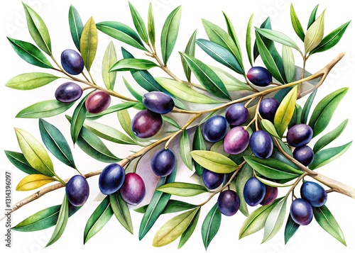 Vintage Olives Branches Watercolor, Creative Design