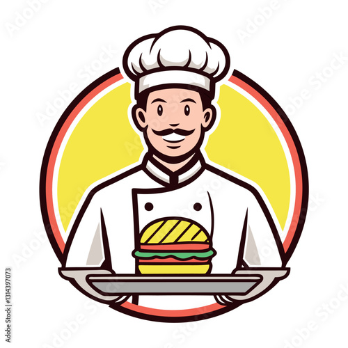 A savory logo-with-a-chef-holding a snack.