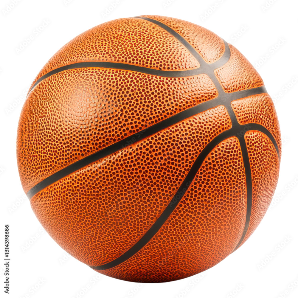Fototapeta premium A close-up of a basketball featuring its textured surface and distinctive black lines.