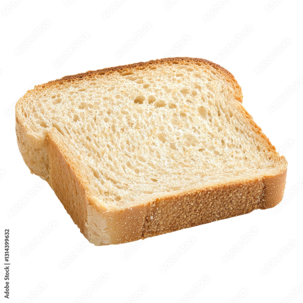 A slice of bread with a golden crust and soft, airy texture.