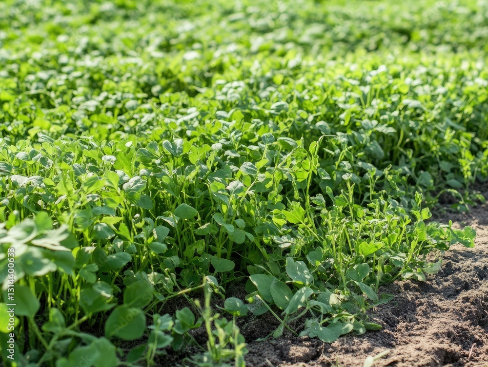 Lush green carpet of seedling plants growing in cultivated soil Lush green carpet of seedling plants growing in cultivated soil